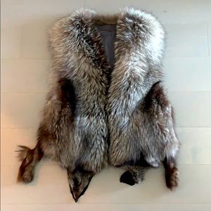 Black Silver Fox Fur Women’s Vest S/M